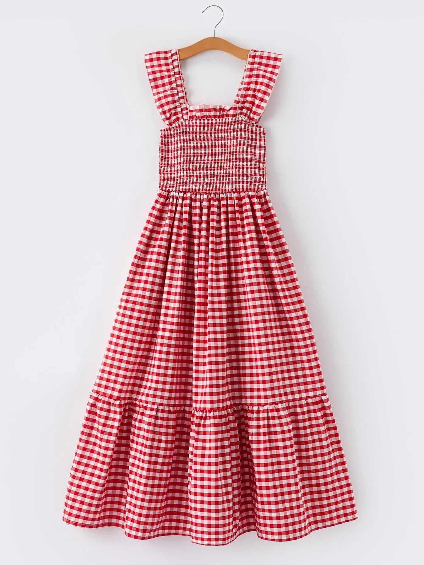 Rylee Faith Designs Mommy & Me Adult Dress – Red Plaid Sleeveless Outfit for Party - 