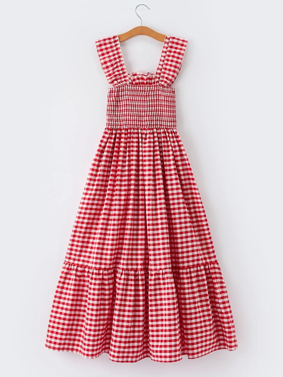 Rylee Faith Designs Mommy & Me Adult Dress – Red Plaid Sleeveless Outfit for Party - 
