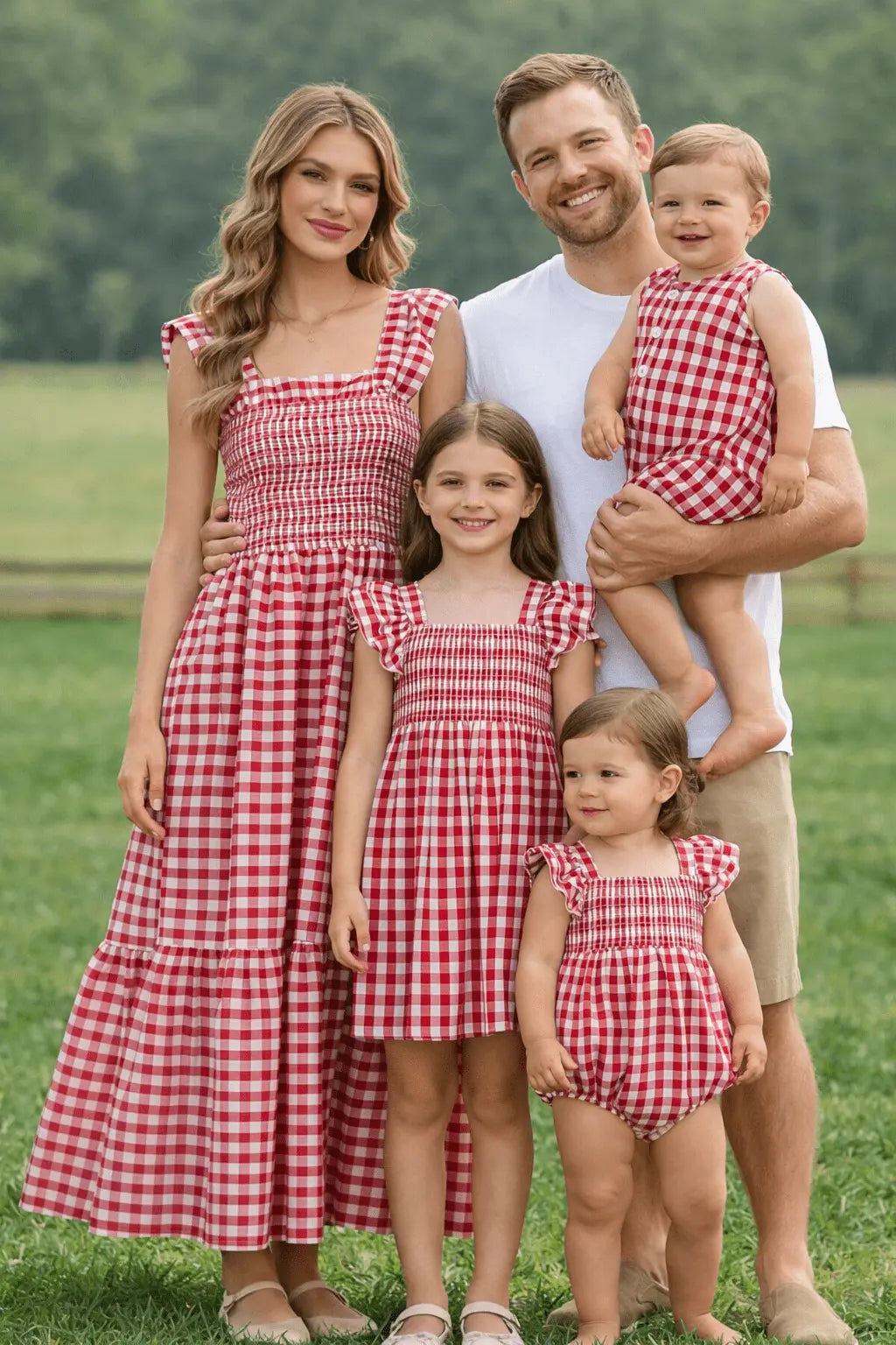Rylee Faith Designs Mommy & Me Adult Dress – Red Plaid Sleeveless Outfit for Party - 