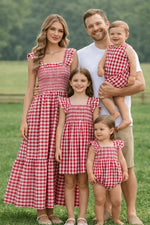 Rylee Faith Designs Mommy & Me Adult Dress – Red Plaid Sleeveless Outfit for Party - 