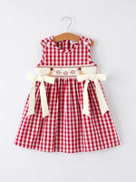 Rylee Faith Designs Mommy & Me Girl Dress – Dog Baseball Smocking Embroidery Outfit - 