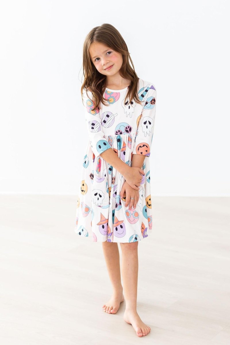Mila & Rose ® Monster Mash Three Quarter Sleeve Pocket Twirl Dress - Everetts Place Boutique - 
