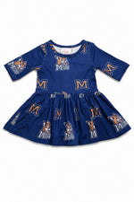 Montana State University Blue Bobcat 3/4 Sleeve Twirl Bodysuit by Mila & Rose ®