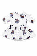 Montana State University White Bobcat 3/4 Sleeve Twirl Bodysuit by Mila & Rose ®