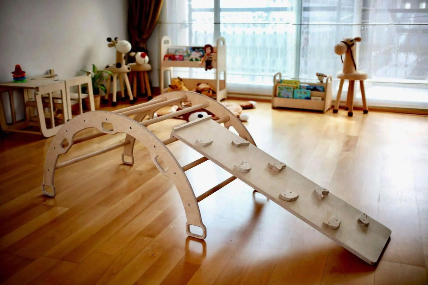 Kidodido Montessori Climbing Set Pikler Triangle Climbing Arch Ramp - Toys & Games > Outdoor Play Equipment > Swing Sets & Playsets Activity Gym Sets