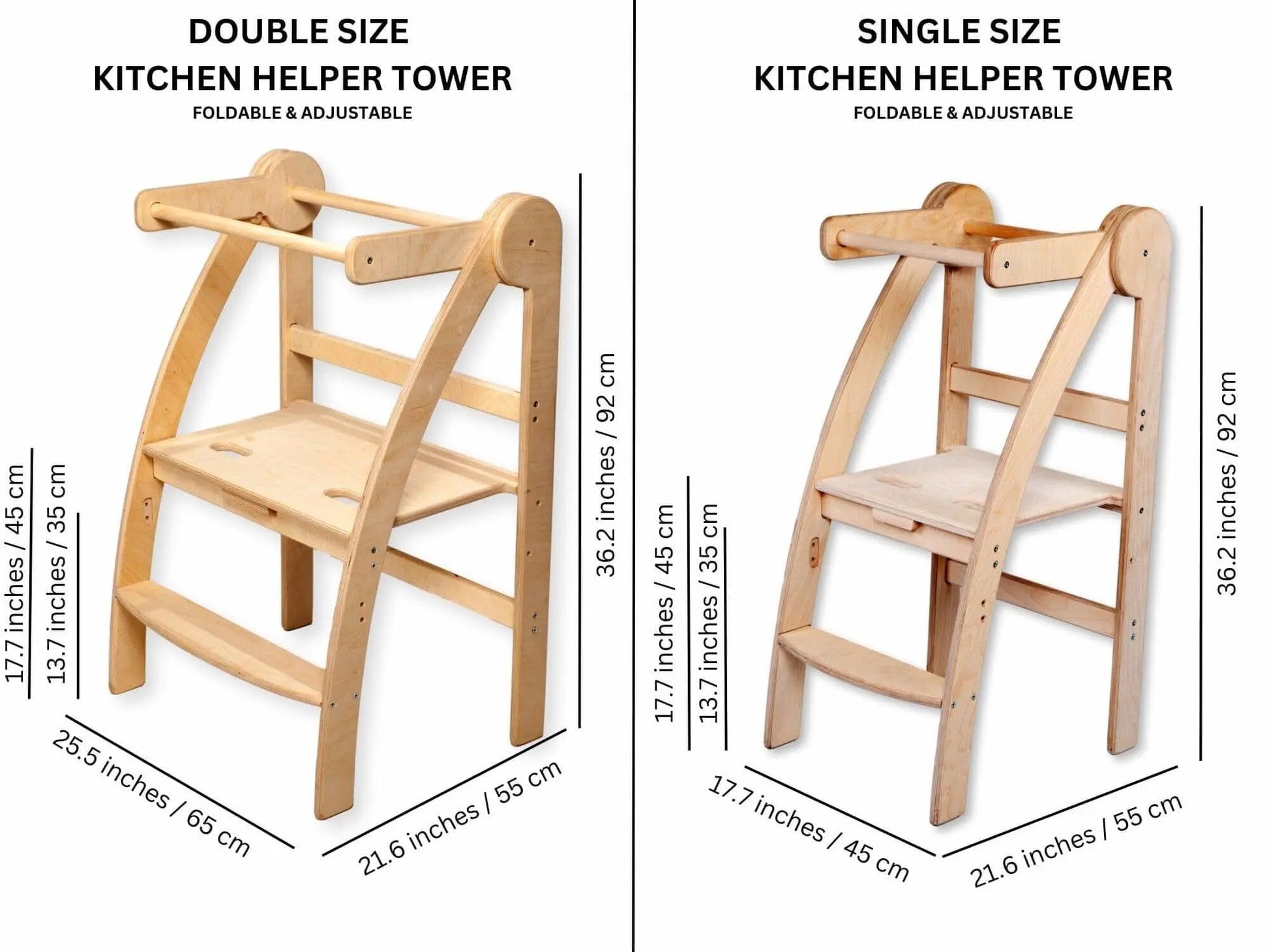 Kidodido Montessori Foldable Toddler Tower Single or Double Size - Furniture > Baby & Toddler Furniture > High Chairs & Booster Seats Learning Towers