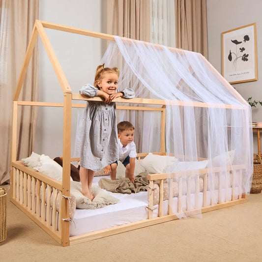 Montessori House Bed for Kids with Fence EU Size 200x120 cm Goodevas Everetts Place: Online Boutique
