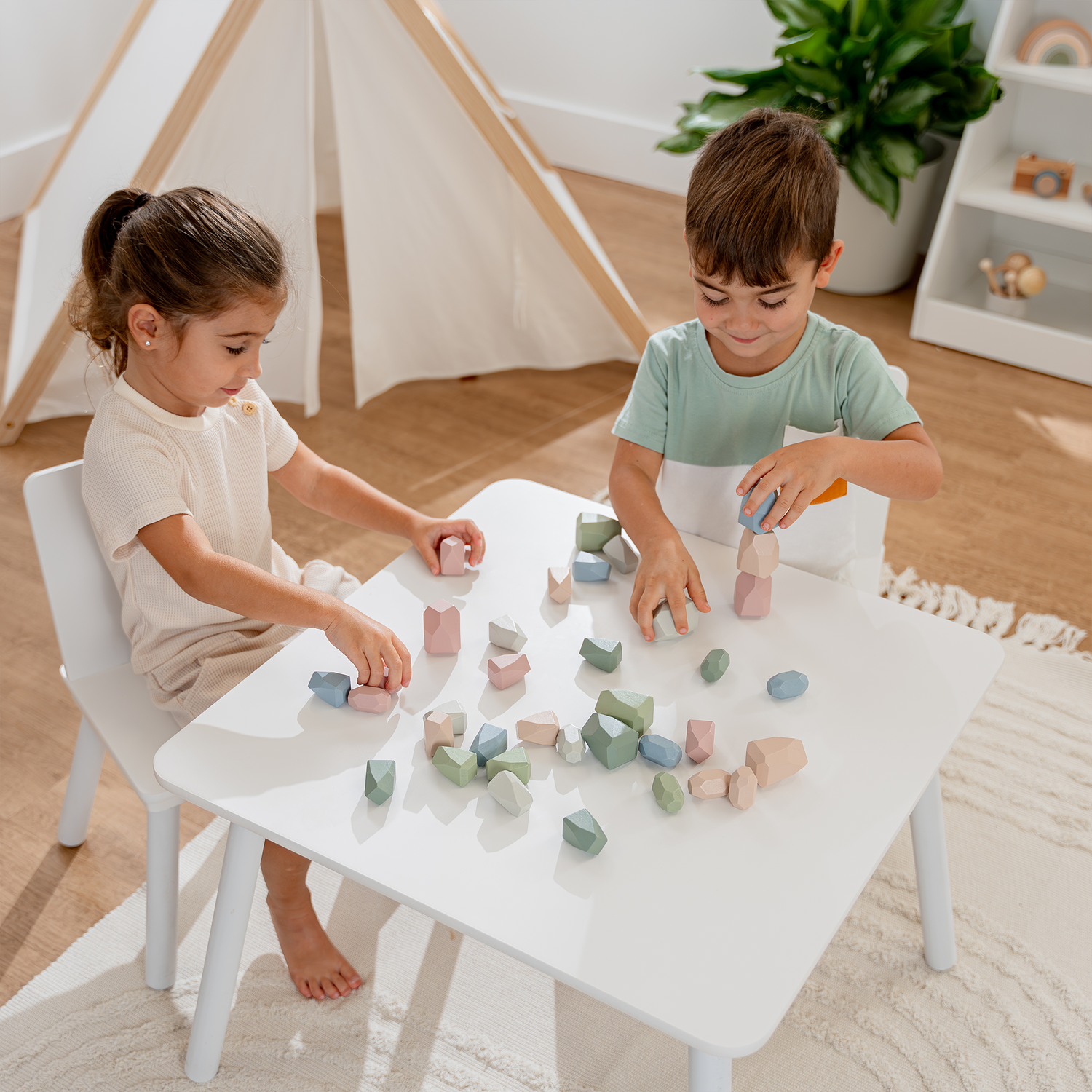 Montessori Wood Stacking Blocks for Toddlers Neutral Pack Comfy Cubs Everetts Place: Online Boutique