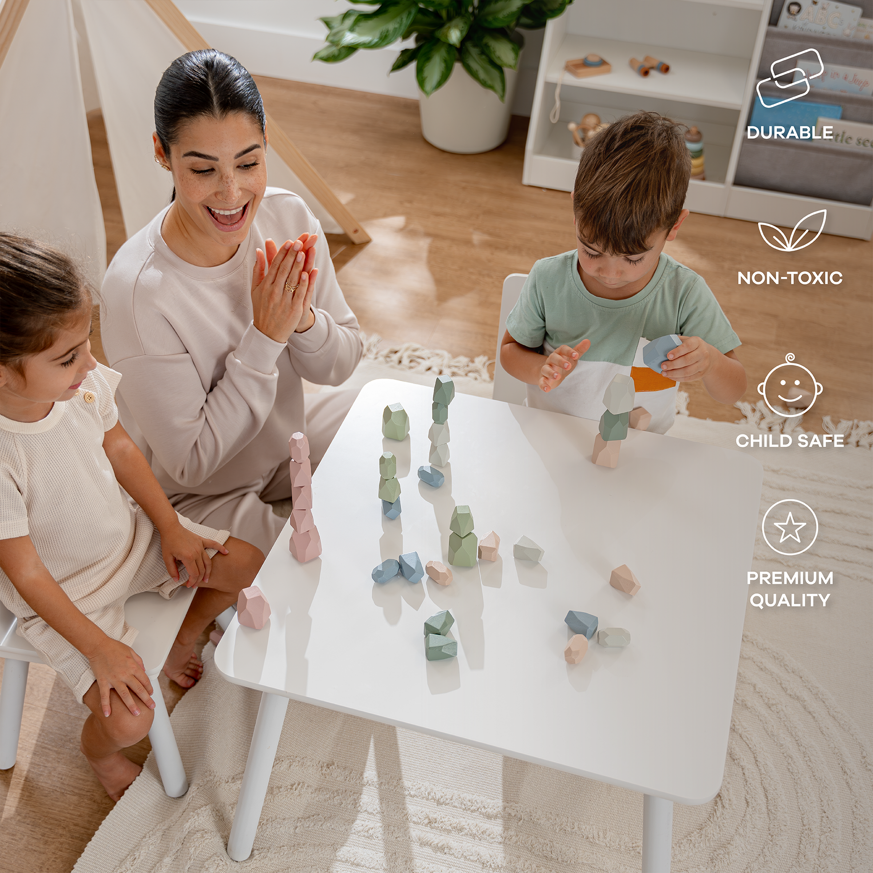 Montessori Wood Stacking Blocks for Toddlers Neutral Pack Comfy Cubs Everetts Place: Online Boutique