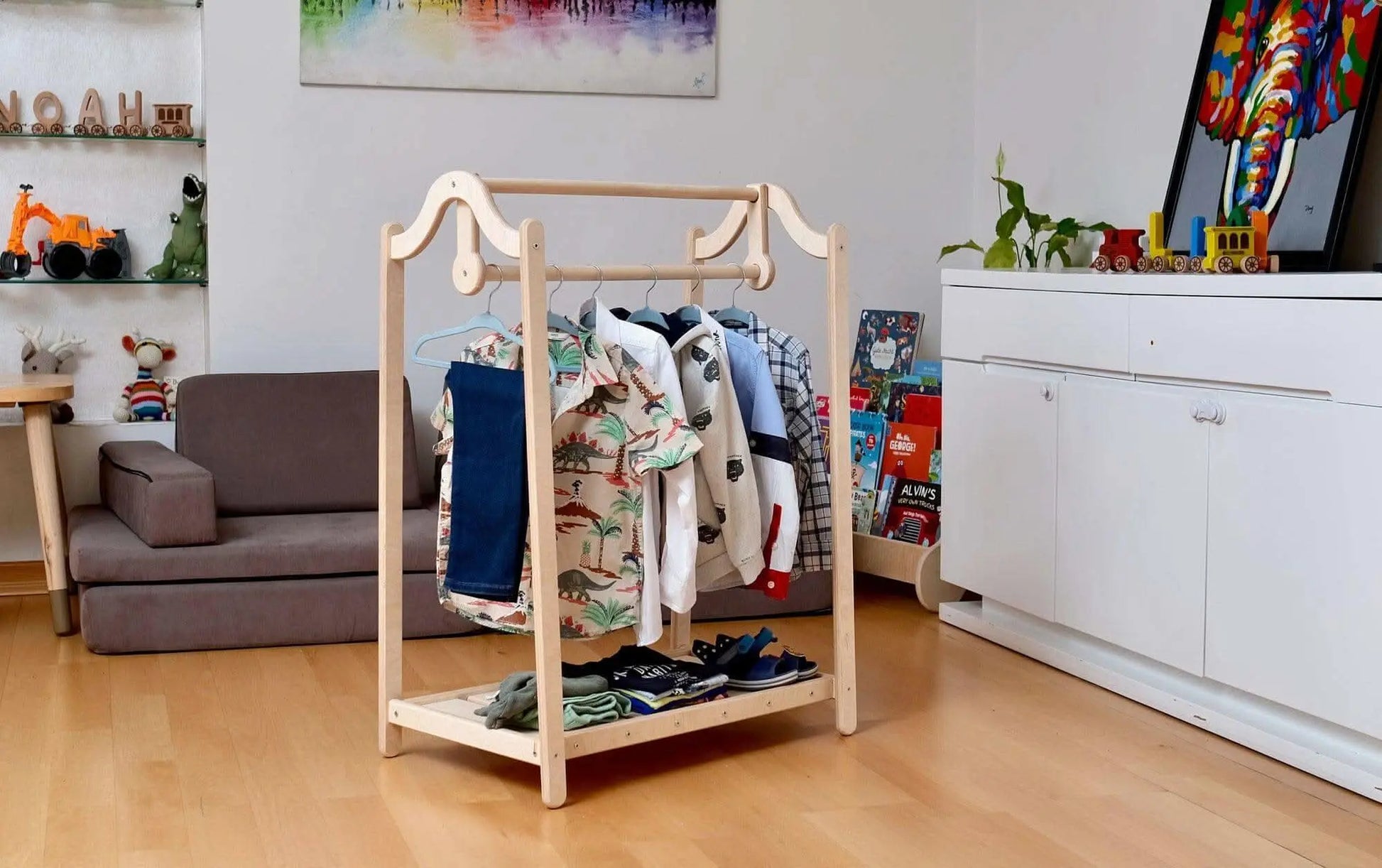 Kidodido Montessori Wooden Kids Clothing Rack Kidodido Wardrobe - Home & Garden > Household Supplies > Storage & Organization > Clothing & Closet Storage > Closet Organizers & Garment Racks > Garment Racks Clothing Rack