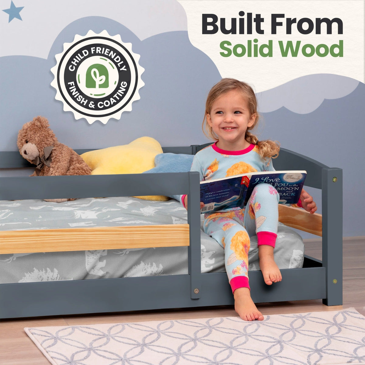 Full-Size Montessori Floor Bed with Strong Slatted Frame by Ocodile.com