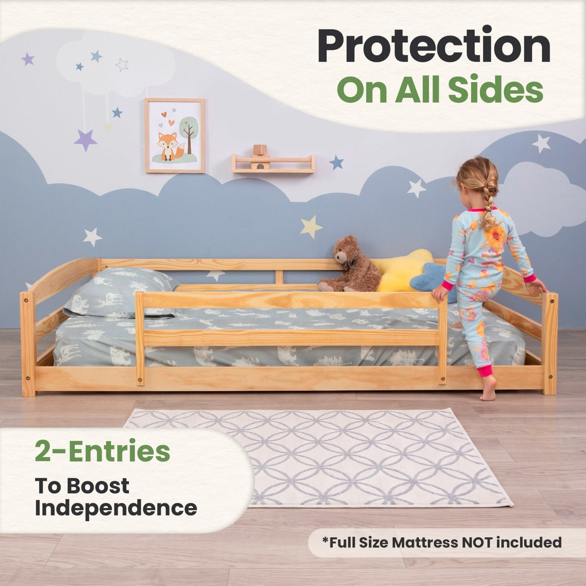 Full-Size Montessori Floor Bed with Strong Slatted Frame by Ocodile.com