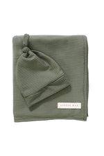 Moss Ribbed Stretch Swaddle Baby Blanket Little Mae And Co Little Mae & Co Everetts Place: Online Boutique