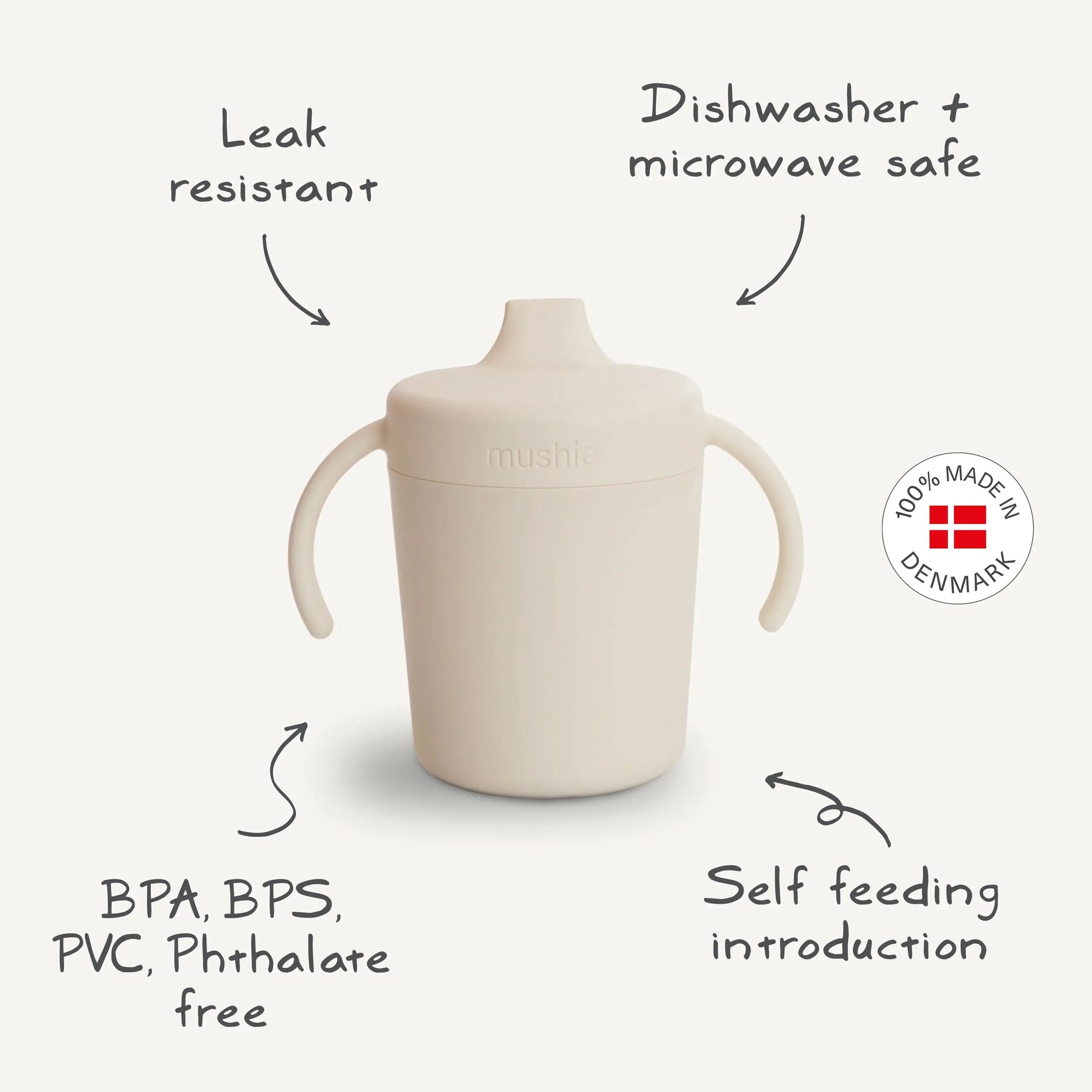 Mushie Trainer Sippy Cup Dishwasher and Microwave Safe with Easy Grip Handles Mushie Everetts Place: Online Boutique