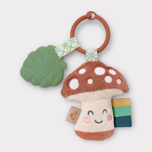 Mushroom Rattle and Teether Plush Toy for Babies with Colorful Textured Ribbons and Gentle Rattle Sound Kolorful Everetts Place: Online Boutique