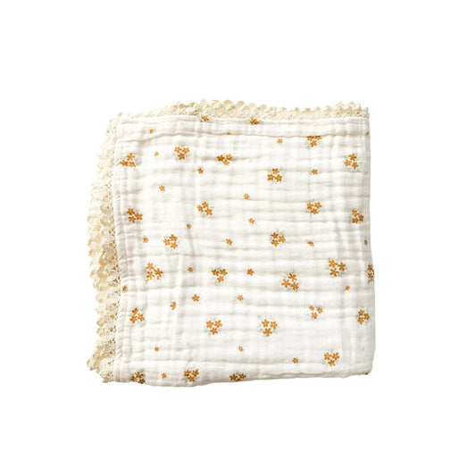 Muslin 6-Layer Blanket - Caramel Bloom Lace Harp Angel Boutique