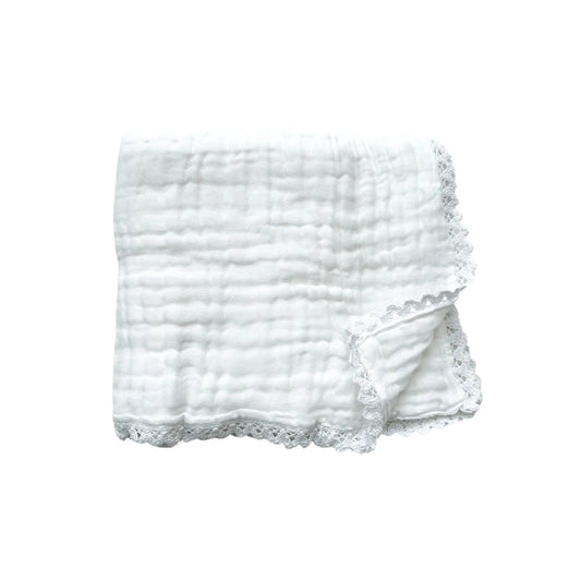 Muslin 6-Layer Blanket - White Lace Harp Angel Boutique
