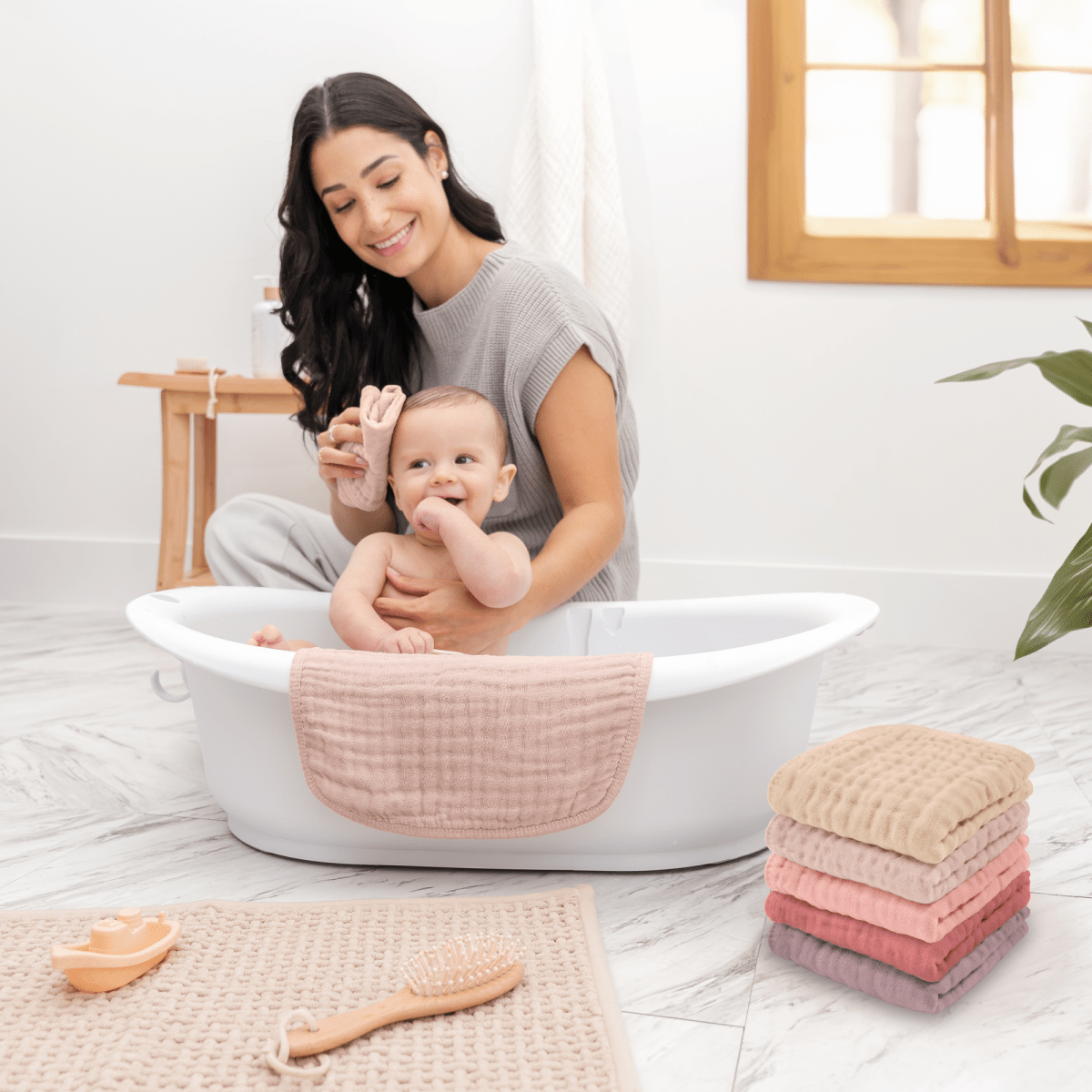 Comfy Cubs Muslin Baby Washcloths Multi Girl Print Bath Cloths - Everetts Place Boutique - 