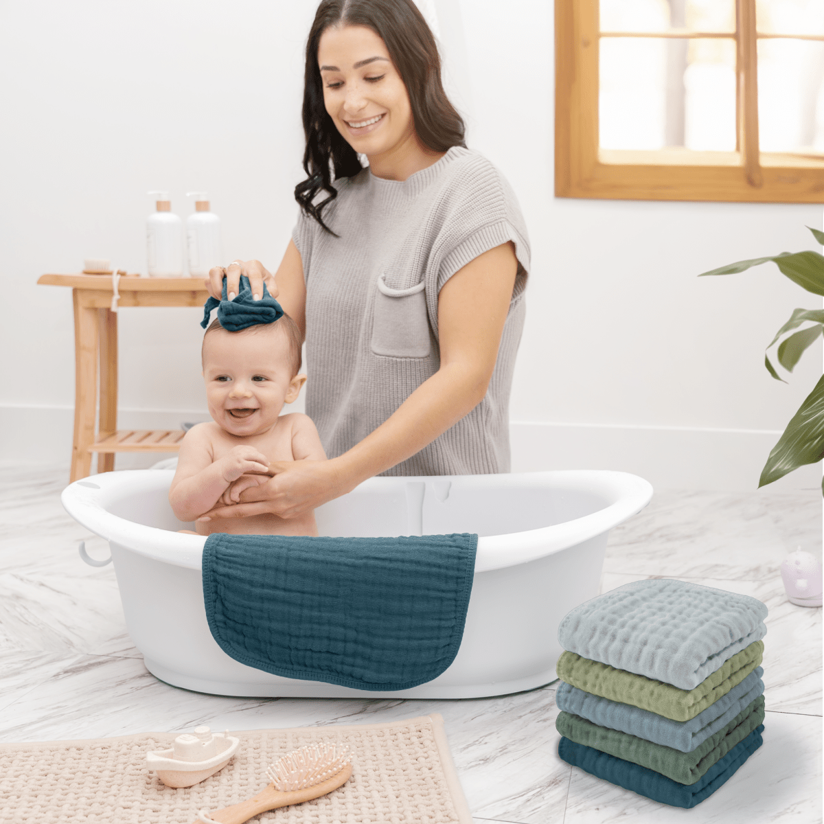 Comfy Cubs Muslin Baby Washcloths Premium Multi Boy Pack Comfy Cubs - Everetts Place Boutique - 