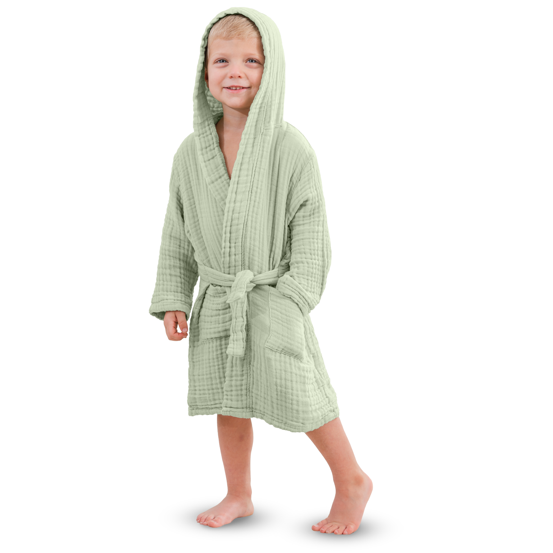 Muslin Bath Robe for Kids Sage Cotton 4 Layer Soft Comfy Cubs Everetts Place: Online Boutique 34.99