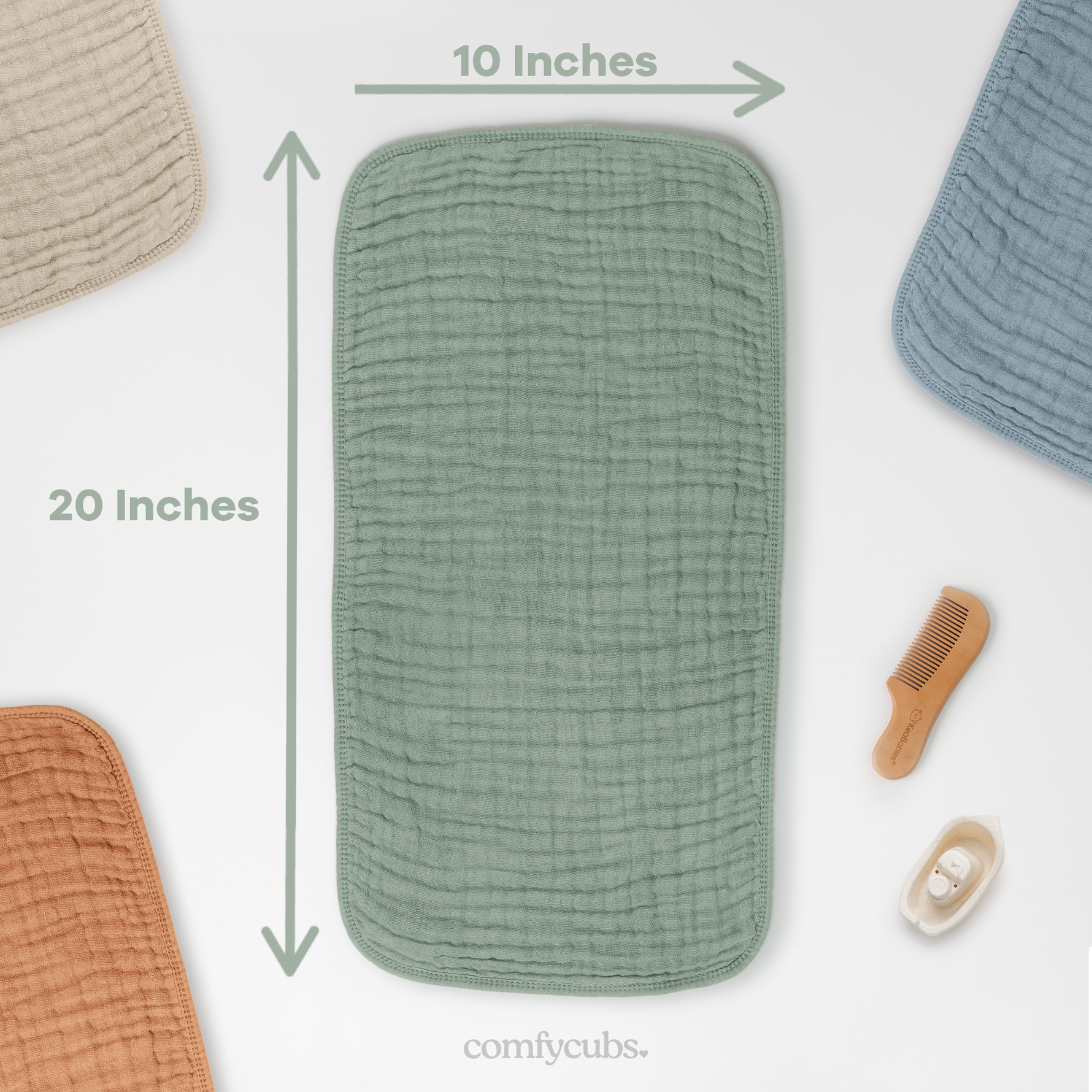 Muslin Burp Cloths Fern By Comfy Cubs Unisex Baby Gift Comfy Cubs Everetts Place: Online Boutique