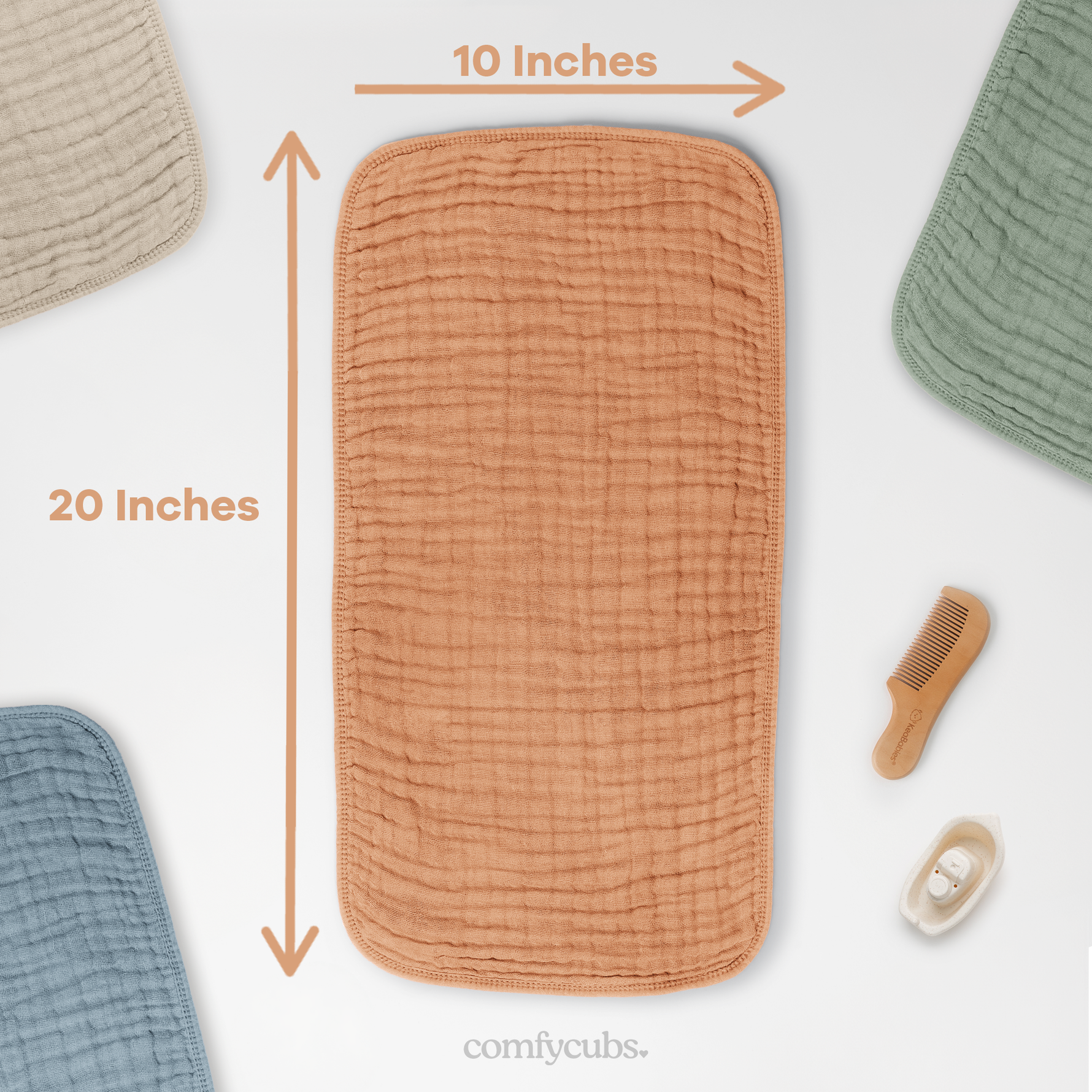 Muslin Burp Cloths In Caramel For Newborns By Comfy Cubs Comfy Cubs Everetts Place: Online Boutique