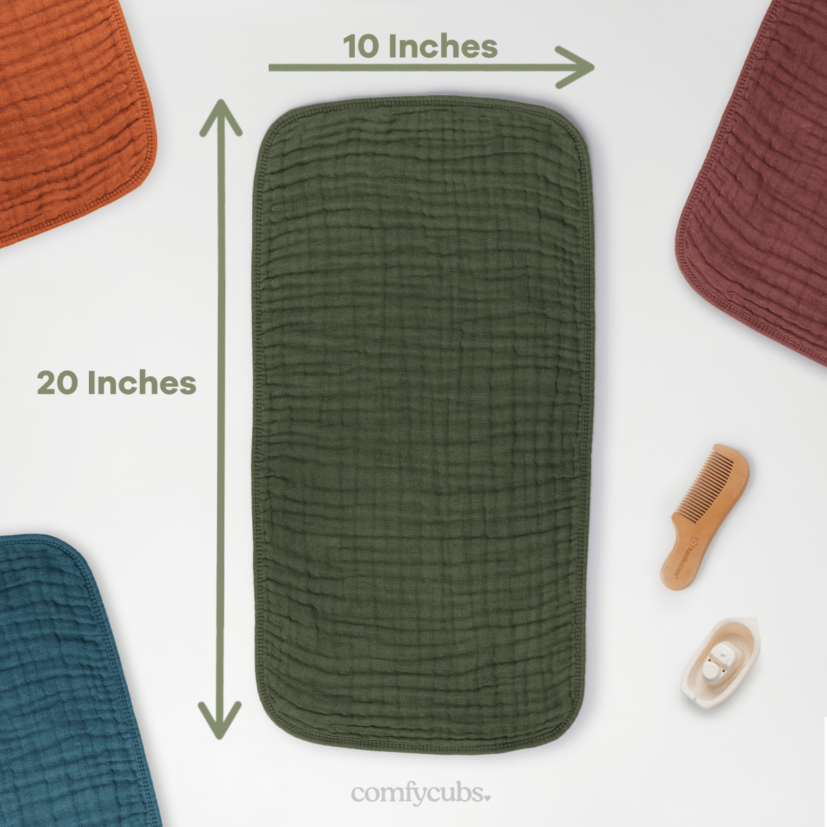 Comfy Cubs Muslin Burp Cloths In Kelp Soft And Absorbent By Comfy Cubs - Everetts Place Boutique - 