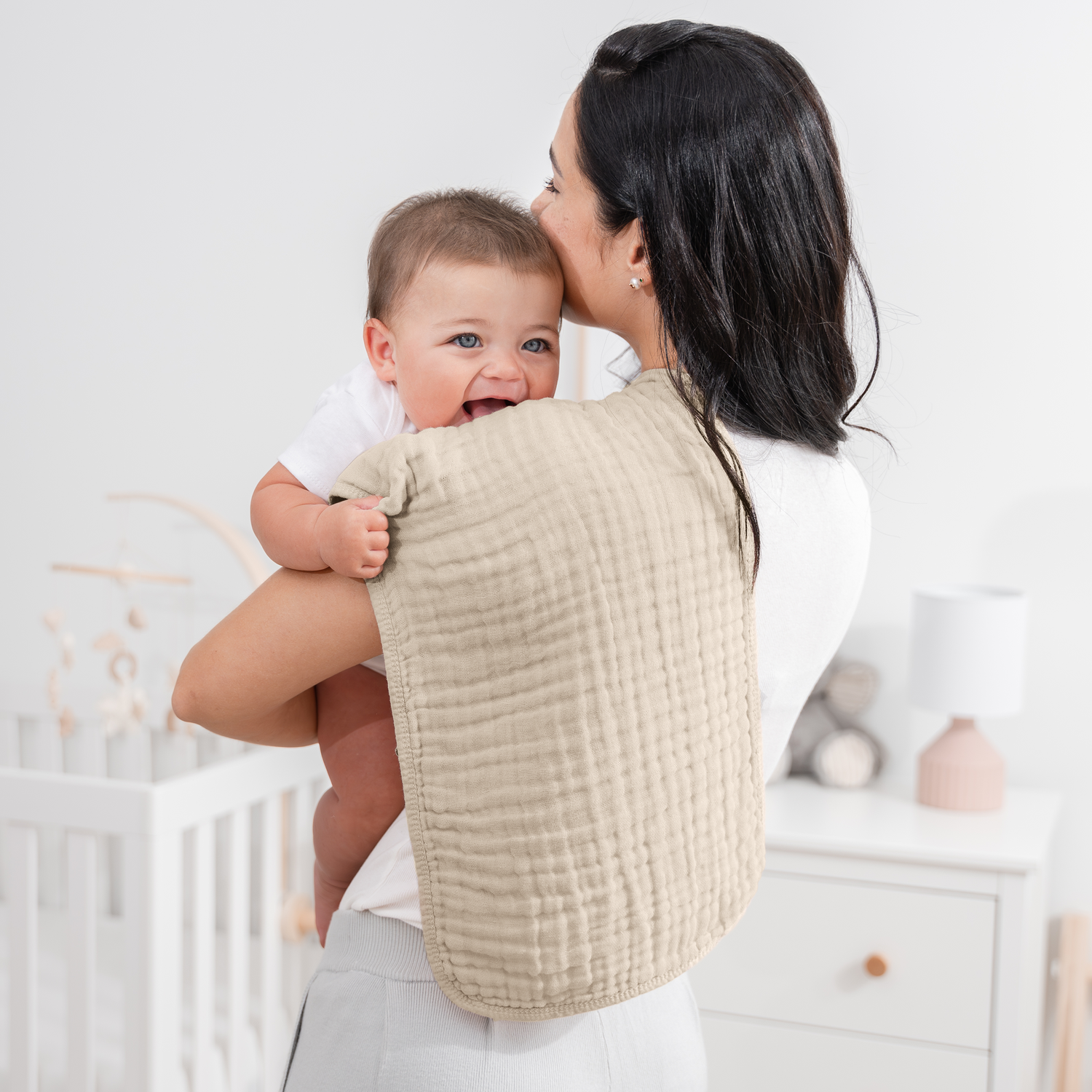 Muslin Burp Cloths in Sand for Newborns by Comfy Cubs Comfy Cubs Everetts Place: Online Boutique