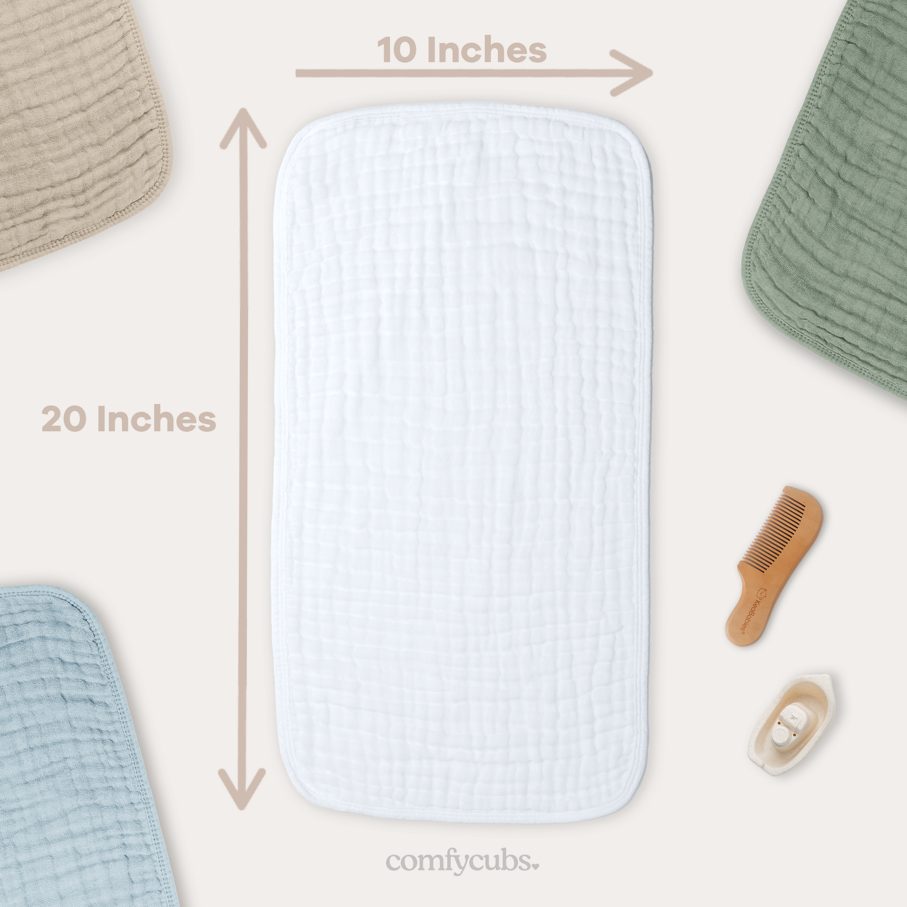 Muslin Burp Cloths in White for Newborns Comfy Cubs Comfy Cubs Everetts Place: Online Boutique