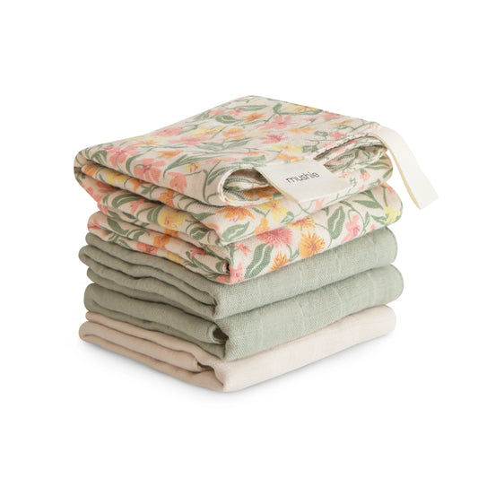 Muslin Cotton Washcloths Made of 100 Percent Organic Cotton Mushie Everetts Place: Online Boutique 16.99