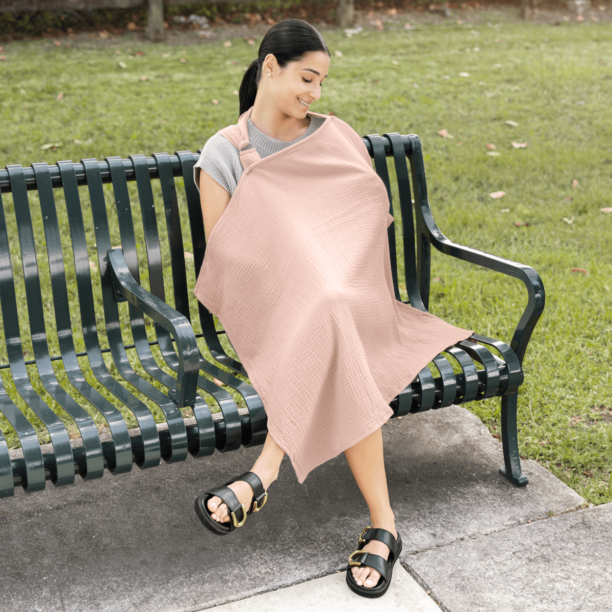 Comfy Cubs Muslin Nursing Cover Blush Hoop Breastfeeding Baby Privacy - Everetts Place Boutique - 