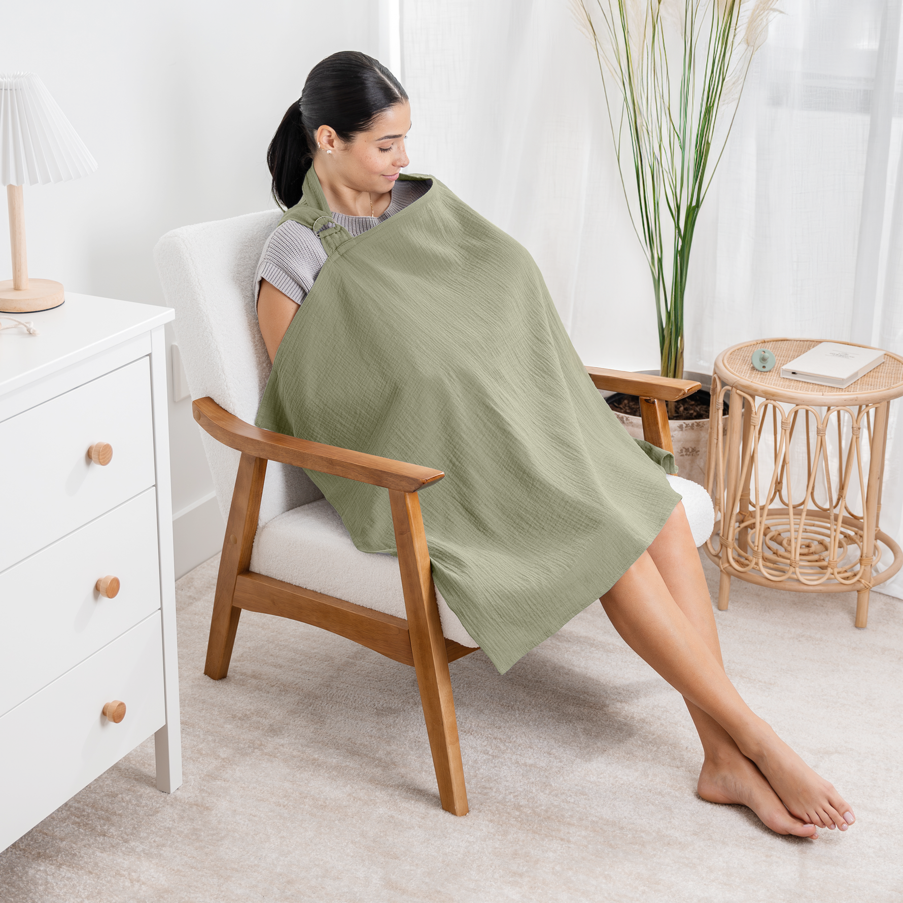 Muslin Nursing Cover Sage Hoop for Baby Comfort and Privacy Comfy Cubs Everetts Place: Online Boutique