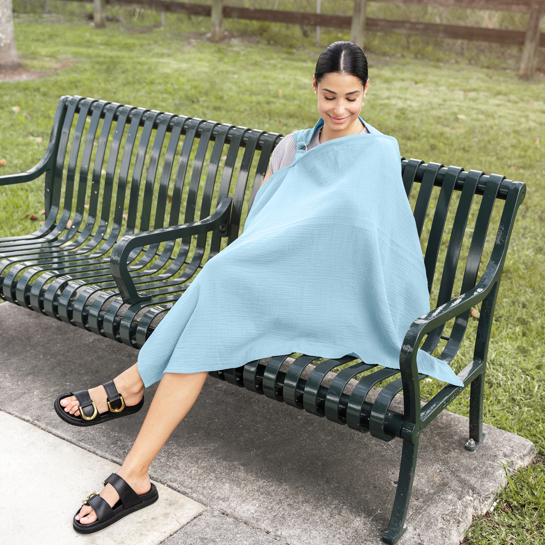 Muslin Nursing Cover Sky Blue Breastfeeding Cover Hoop Comfy Cubs Everetts Place: Online Boutique