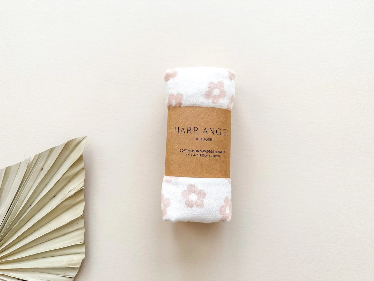 Muslin Swaddle Blanket - Blush Daisy Harp Angel Boutique