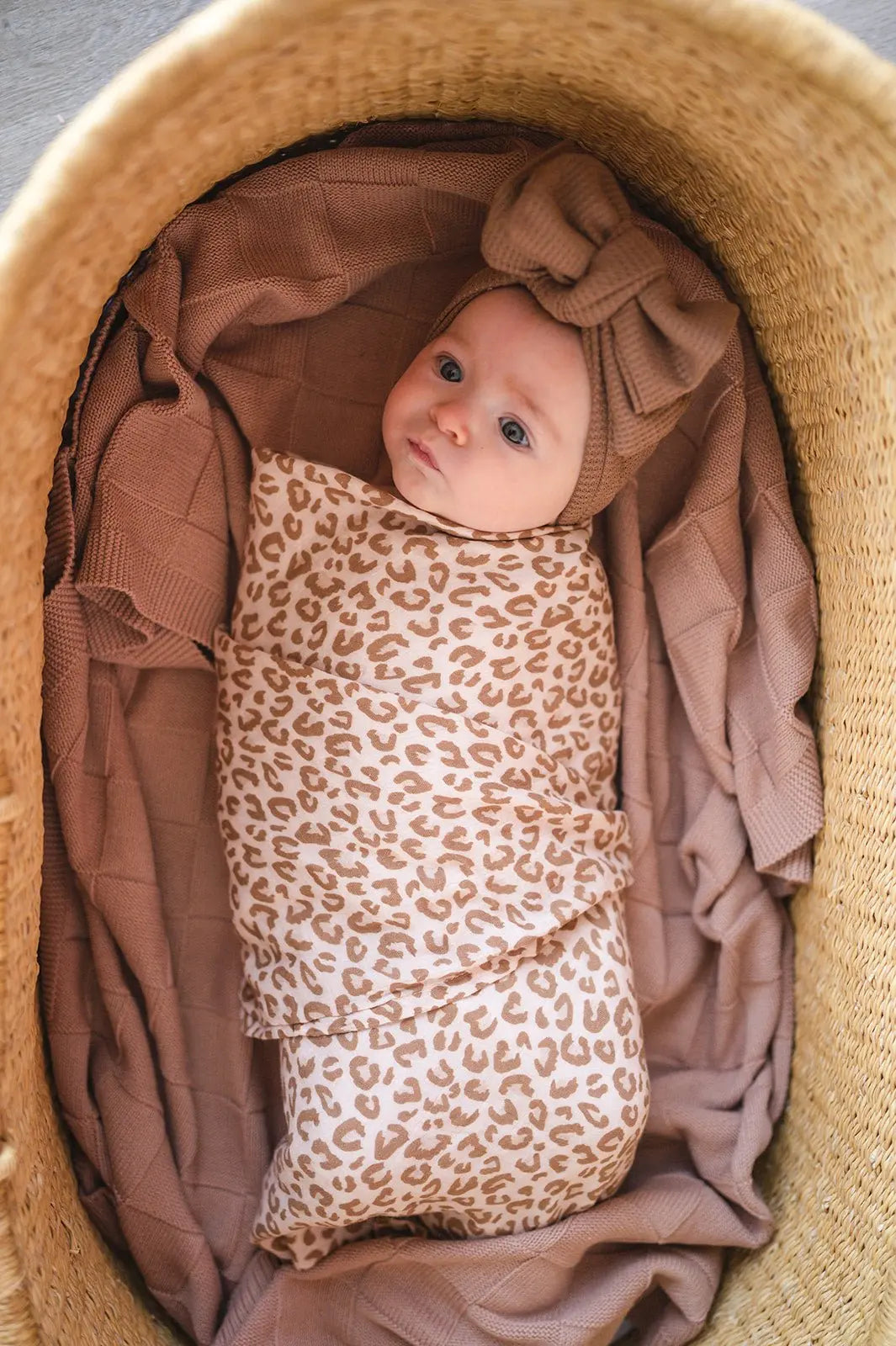 Muslin Swaddle Blanket - Brown Leopard Harp Angel Boutique