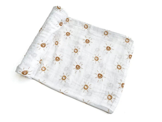 Muslin Swaddle Blanket - Brown Sun Harp Angel Boutique