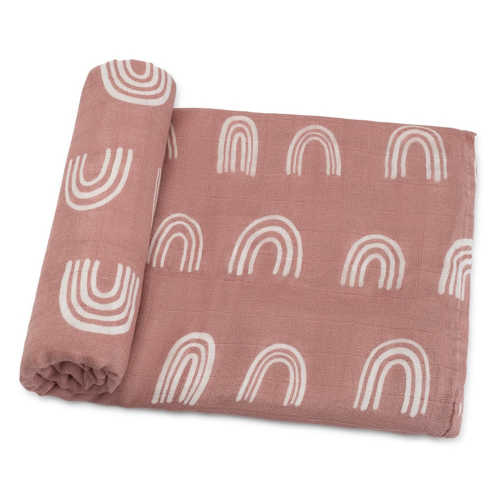 Muslin Swaddle Blanket Mauve Rainbow 1 Pack For Baby Sleep Comfy Cubs Everetts Place: Online Boutique
