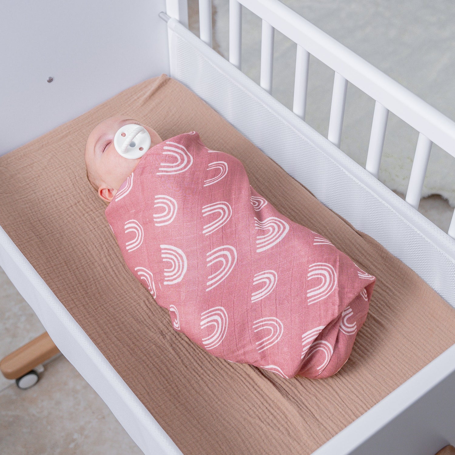 Muslin Swaddle Blanket Mauve Rainbow 1 Pack For Baby Sleep Comfy Cubs Everetts Place: Online Boutique
