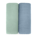 Muslin Swaddle Blanket Pacific Blue And Fern 2 Pack Comfy Cubs Everetts Place: Online Boutique