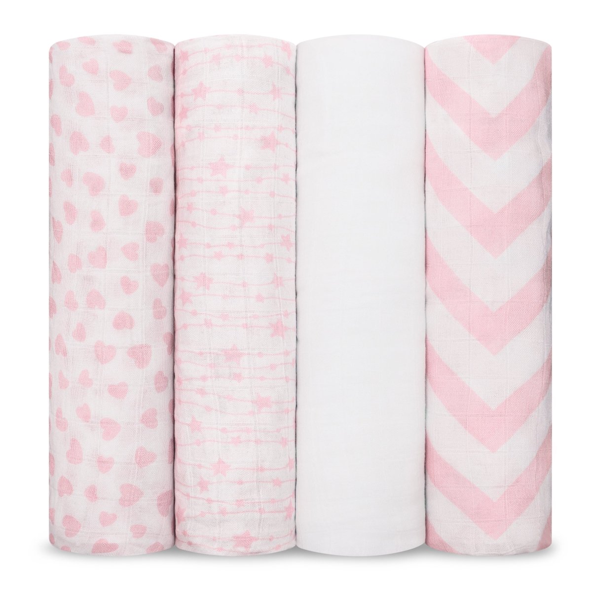 Comfy Cubs Muslin Swaddle Blankets Pink 4 Pack for Newborn Babies - Everetts Place Boutique - 