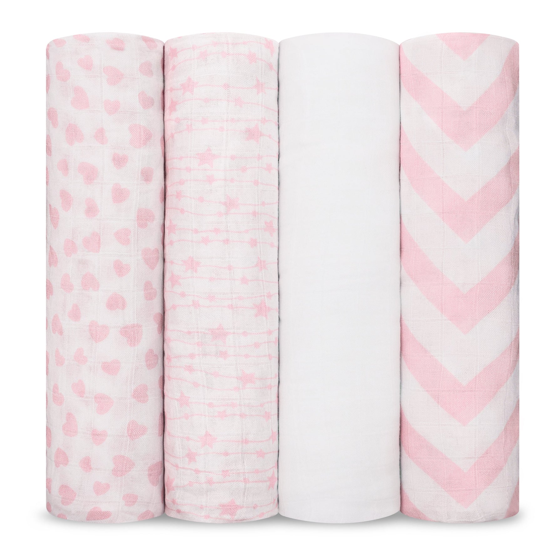 Muslin Swaddle Blankets Pink 4 Pack for Newborn Babies Comfy Cubs Everetts Place: Online Boutique