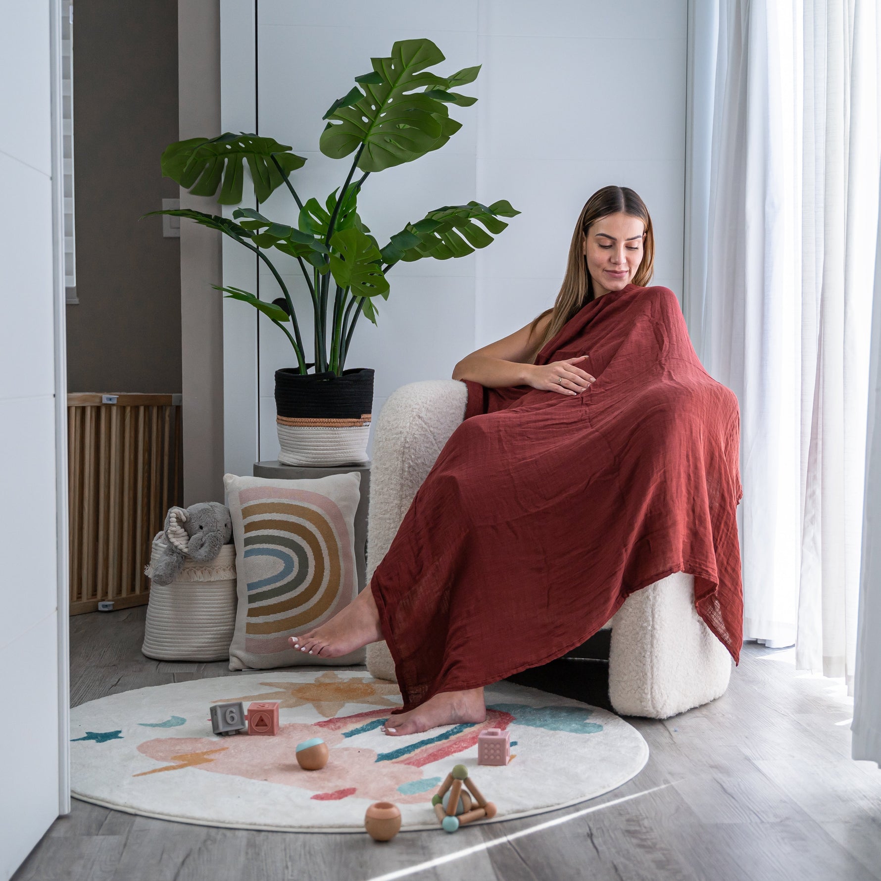 Muslin Swaddle Blankets Wine Neptune Fern Caramel 4 Pack Comfy Cubs Everetts Place: Online Boutique