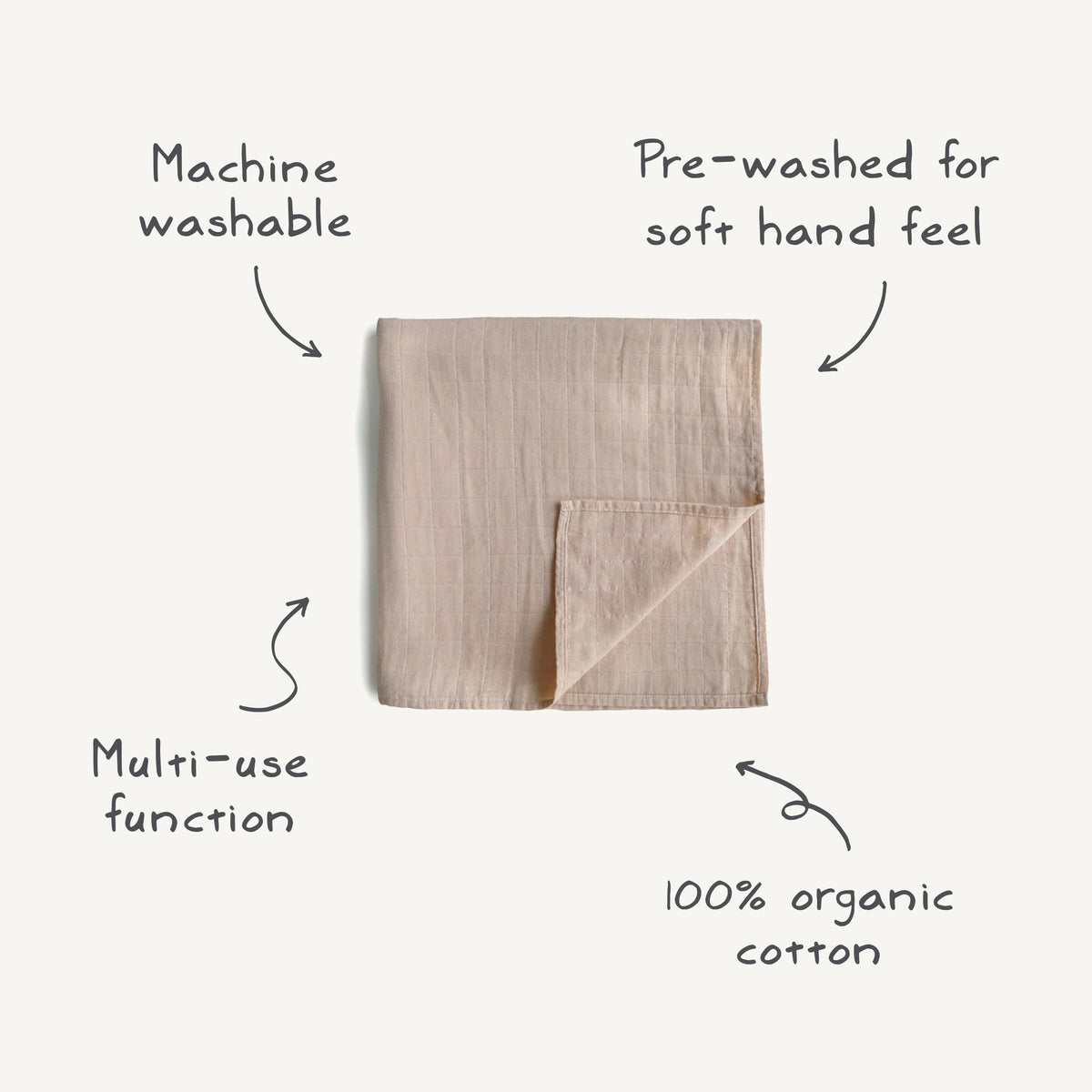 Organic Cotton Muslin Swaddle Blanket by Mushie