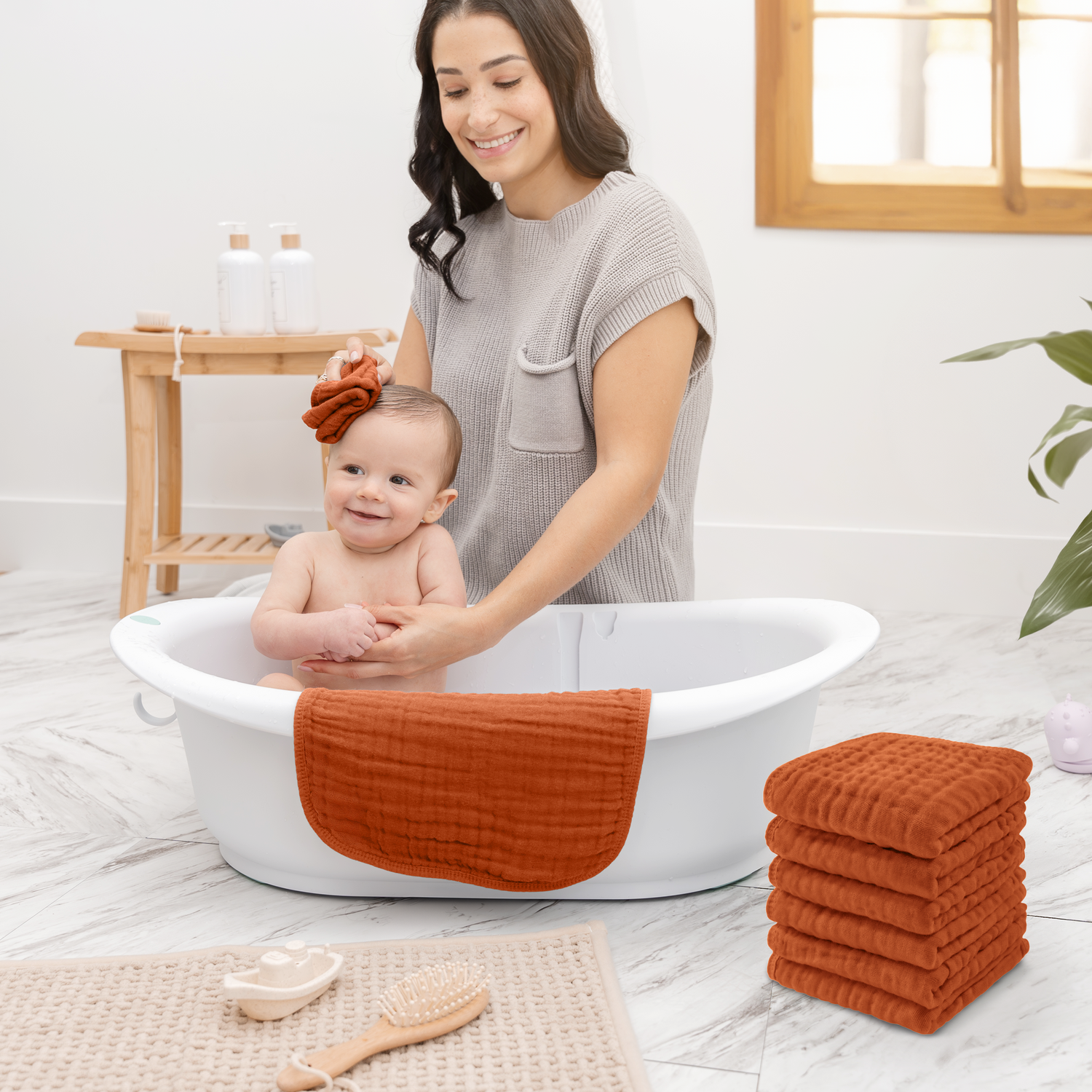 Muslin Washcloths Garnet Color Baby Bath Premium Cotton Comfy Cubs Everetts Place: Online Boutique