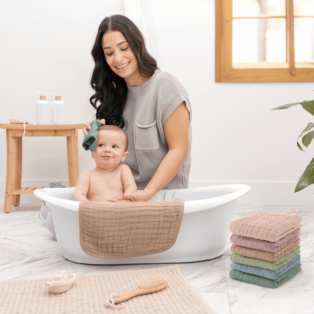 Comfy Cubs Muslin Washcloths Multicolor Baby Bath Essentials Comfy Cubs - Everetts Place Boutique - 