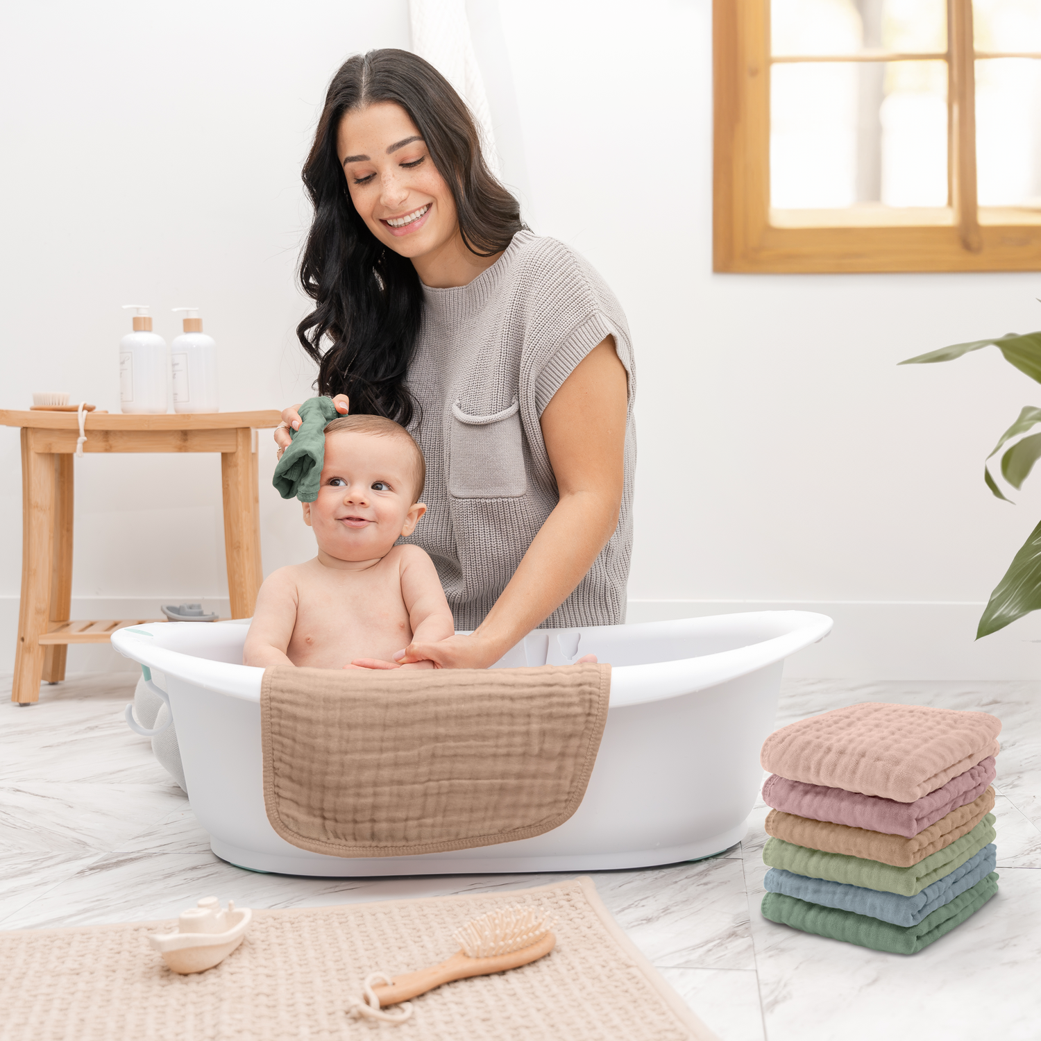 Muslin Washcloths Multicolor Baby Bath Essentials Comfy Cubs Comfy Cubs Everetts Place: Online Boutique