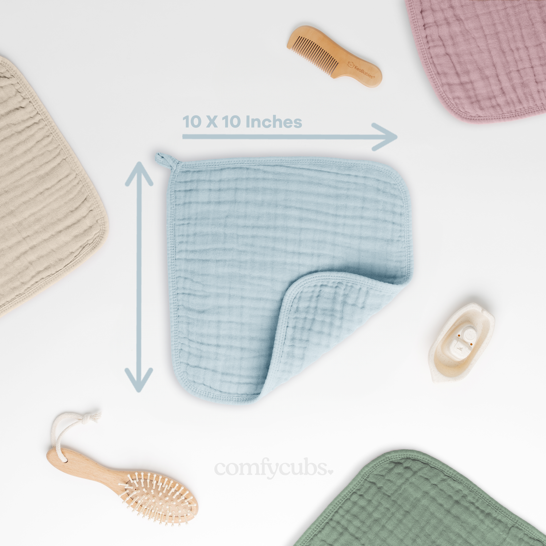 Muslin Washcloths Sky Blue Baby Bath Essentials Comfy Cubs Comfy Cubs Everetts Place: Online Boutique