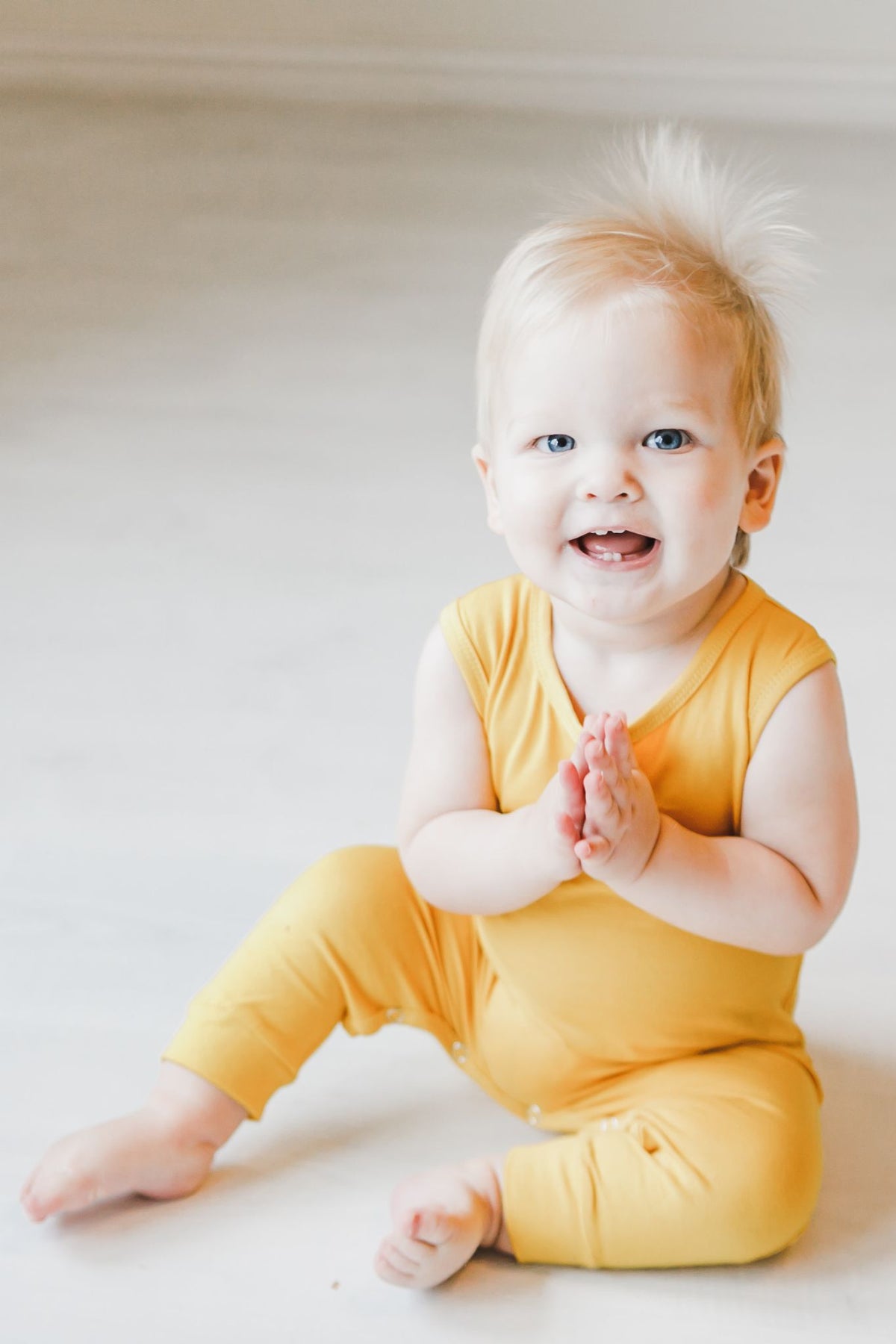 Mila & Rose mustard baby tank one-piece jogger