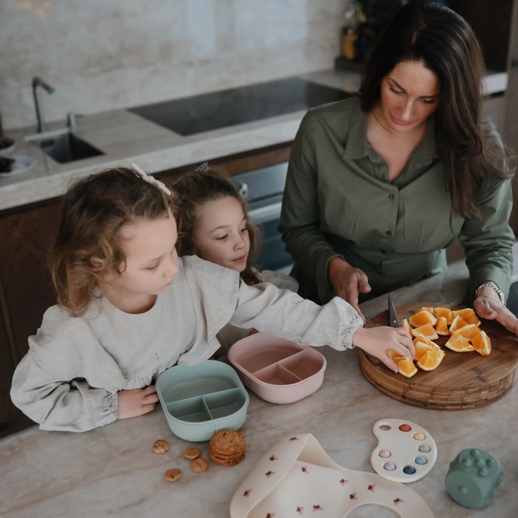 Mushie BPA Free Plastic Lunchbox with Built In Compartments and Locking Utensils - Home & Garden > Kitchen & Dining > Food & Beverage Carriers > Lunch Boxes & Totes Lunchbox
