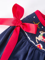 Navy Christmas Dress With Santa Sleigh Holiday Party Rylee Faith Designs Everetts Place: Online Boutique